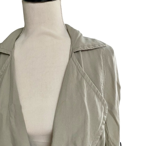 Cotton On Beige Lyocell Open Front Jacket Small Oversized Relaxed Minimalist - Picture 3 of 15